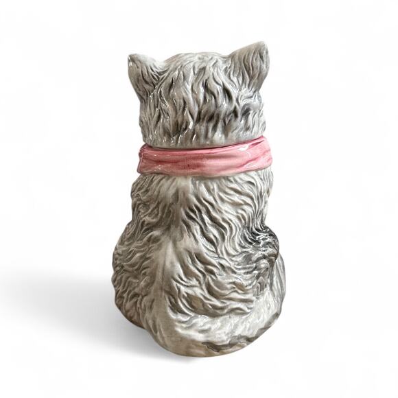 World Bazaars Inc Grey Kitten Cat with Pink Bow Cookie Jar 8" - Picture 6 of 8